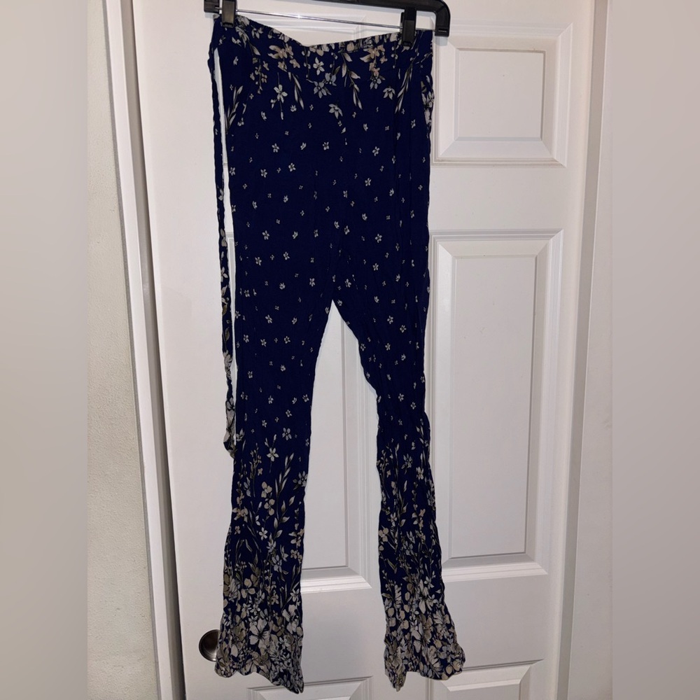 Floral Navy Wide Leg Pants